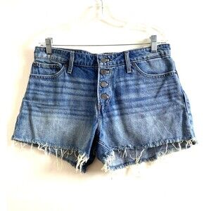 Lucky Brand Denim Blue Shorts The Cut Off Mid Rise 10/30 Distressed Button Fly